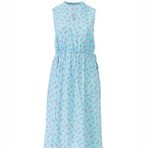 Anne Taylor red pair combo drawstring albertine pattern sun dress size 14